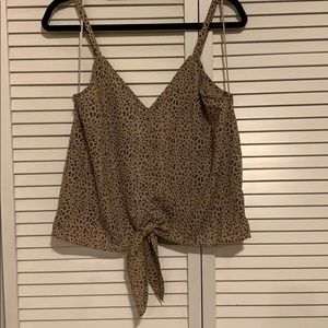 NWT Vixbe Leopard Tie Front Crop Tank Size Large